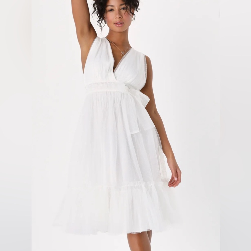Lulus Swiss Dot Sleeveless Tiered Dress